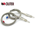 flexible cable silvery shielded wire ss304 ss316 probe rtd manufacturer pt100 temperature sensor